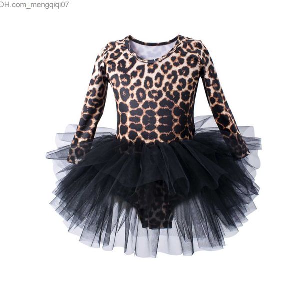 Vestidos de niña Vestidos de niña Niños Niñas Leopardo Gimnasia Leotardo Vestido de ballet Niños Manga larga Danza Leotardo Tutu Ropa de baile Ropa de bailarina para niñas Z230704