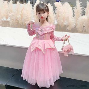 Robes de fille Nouvelle princesse Elo Elo printemps et automne Halloween Role Play Dress's Birthday Derging à manches longues Robe de fête de soirée 2-8 ans