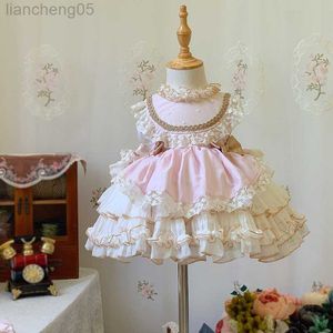 Robes de fille fille été Lolita robe enfant en bas âge princesse robes pour enfants bébé filles espagnol anniversaire fête de mariage Eid Boutique robe de bal W0314