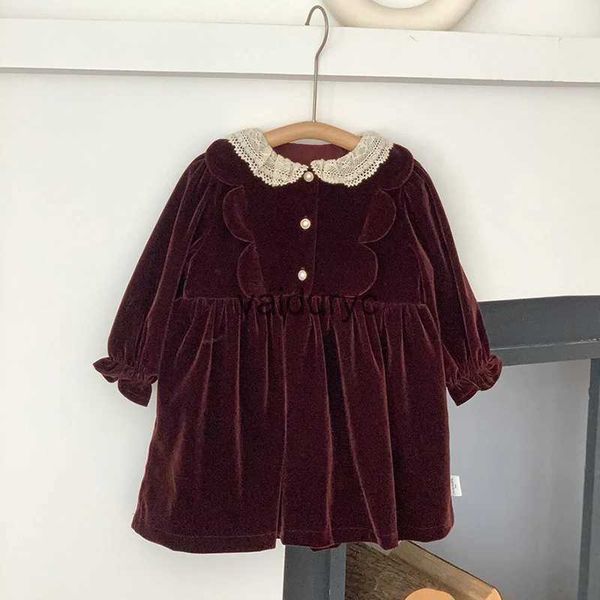 Vestidos de niña Niña Invierno Terciopelo Vestido de estilo vintage Cumpleaños de Navidad Bebé Bebé Hermoso Niño pequeño Fiesta de Año Nuevo Ropa para niños Vaiduryc