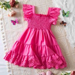 Robes de fille filles 2024 bébé robe d'été Vêtements à volants princesse princesse creux de mode d'anniversaire de mode fille Drop del dh0f7