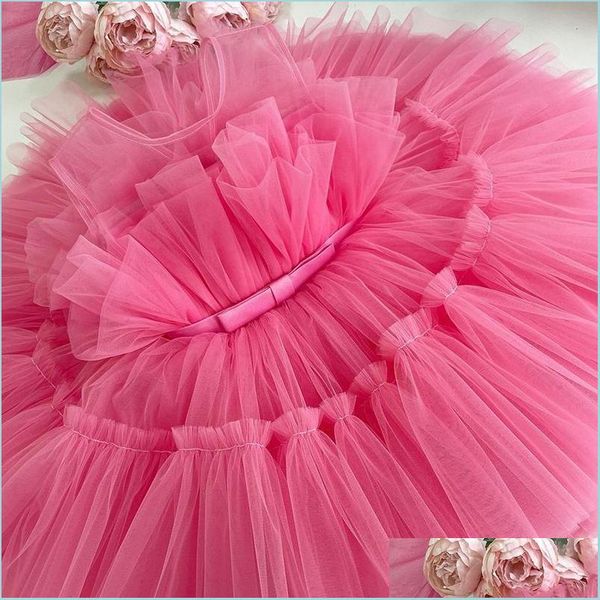 Robes de fille Filles Né Bébé Fille Dress1 Année 1er Anniversaire Fête Baptême Rose Vêtements 9 12 Mois Enfant Fluffy Tenues Robe B Dhcdz