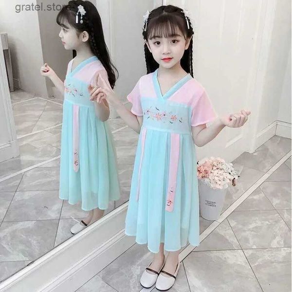 Robes de fille filles robes décontractées 2024 Nouvelles enfants de mode de style chinois bébé fille fête fête des fleurs vêtements filles vêtements 2 à 12 ans