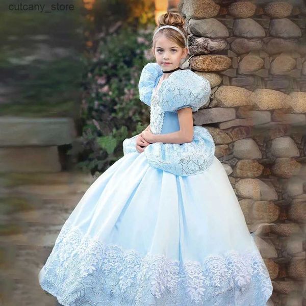 Robes de fille filles deluxe de luxe moelleuse Cendrillon Dress Up Children Halloween Princess Costume Kids Birthday Christmas Carnival Wedding Party Party L240402