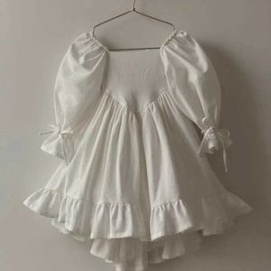 Robes de fille fille robe 2023 printemps / été coton lin lolita robe palais style princesse décontractée mode simple robe douce robe d240515