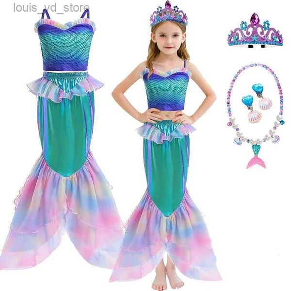 Vestidos de niñas Vestidos para niñas 2024 Nuevo disfraz de maltrato de verano niña Sospechoso de pescado Tail natación de dos piezas Según carnaval T240415