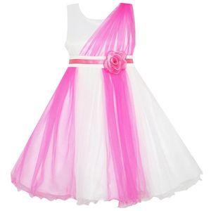 Robes de fille filles robe élégante robe de mariée demoiselle d'honneur Tulle fleur 2021 été princesse fête enfants vêtements taille 4-10 carnaval