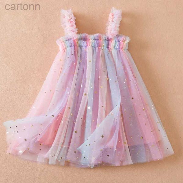 Robes de fille Robe de filles nouvelle robe de fée ailée d'ange robe transparente vêtements d'été pour enfants d'âge préscolaire Net Sling princesse robe de fête d'anniversaire 24323