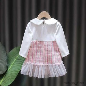 Girl's Dresses Girls 'Dress Spring en Autumn 2023 Nieuwe modieuze Baby Children's Long Sleeve Princess Princess Dress Fairy First Year -jurk