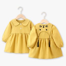 Vestidos de niña Vestido de niñas Primavera Otoño Manga larga Solapa con flecos Lindo Cuello vuelto Bebé 1 6 años Ropa 221118