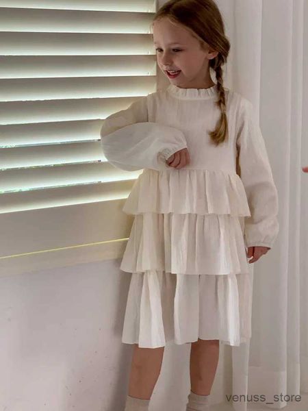 Robes de fille Robe de filles printemps automne mode bébé princesse vêtements enfants enfants à manches longues robes de gâteau en couches pour 3 4 5 6 7 8 ans