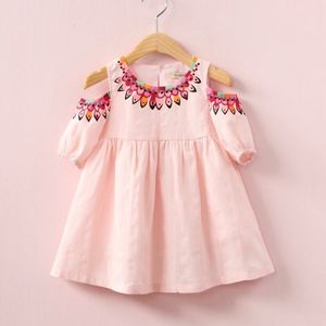 Robes de fille Robes de filles pour enfants Costume Off-the-shoulder Pink Off Shoulder Dress Little Princess Apparel Summer 230320