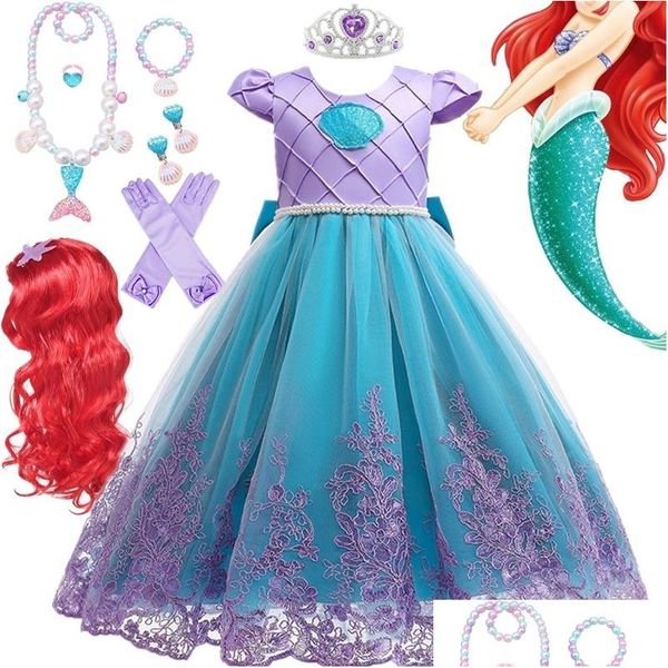 Vestidos de niña Vestidos para niñas Vestido de sirena Cosplay Princesa Disfraz de Halloween Niño para niña Carnaval Fiesta de cumpleaños Ropa DHXJP