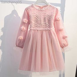 Girl's jurken meisjes elegante jurk lente bloem feestjurken voor kinderen prinses komen tieners kinderen kleren vestidos 6 7 9 11 12 jaar w0314