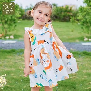 Robes de fille filles robes élégantes dessin animé robe sans manches pour enfants fille coton mignon vêtements fille fille ronde robe 2024l2404