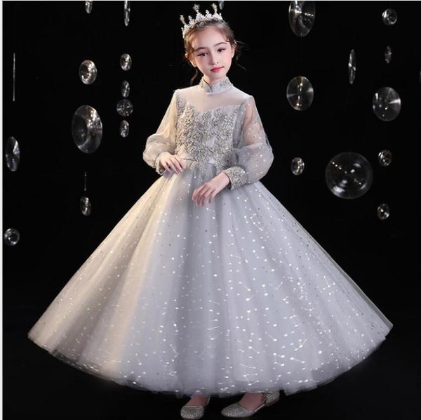 Robes de fille filles robe de première Communion enfants Pageant fête robe de bal fleur fille mariage paillettes pour enfants Performance Vestidos