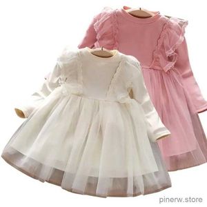 Robes de fille Filles Gaze Tutu Robe Blanc Rose Printemps Enfants Dentelle Princesse Robe Pour 1-6 ans Bébé Filles Costume De Fête D'anniversaire