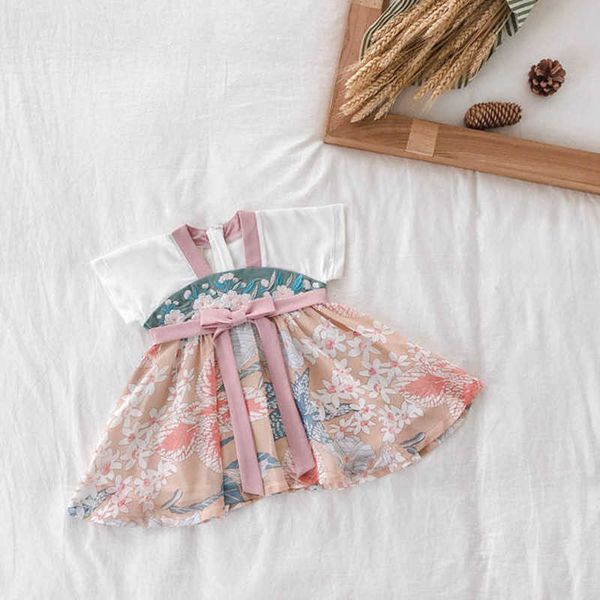 Vestidos de niña Vestido de verano Hanfu para niña Traje antiguo para niños de estilo chino Vestido Tang mejorado para niña Ropa interior de estilo antiguo para niña pequeña