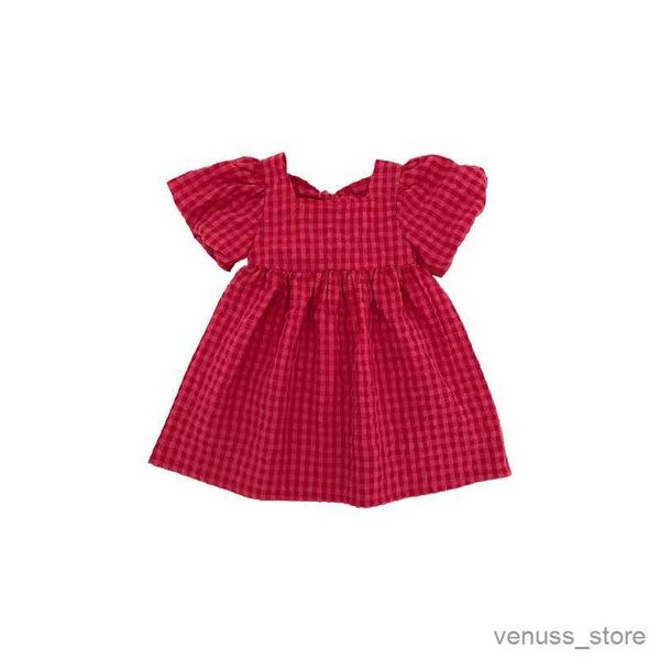 Vestidos de niña para niñas Manga de burbuja para niñas Sweet Summer Children Baby Kids Brim Bowknot Backless Princess Vestidos Vestidos