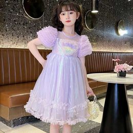 Robes d'été pour filles, nouvelle robe de princesse en maille pour grands garçons, robe d'anniversaire à la mode pour petites filles