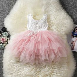 Vestidos de niñas Girls Pink Summer Dress Sequined Night Party Princess Velvet Tutu Vestido Baby Año Nuevo Ropa para niña Niña Vestidos de Navidad 2-6yl2404
