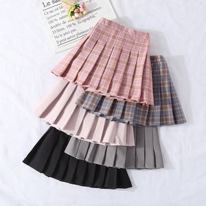 Girl s jurken meisjes geplooide rok zomer kinderen s college style casual alle match plaid mini rokken wt774 230407