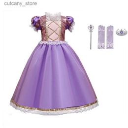 Robes de fille filles robe princesse Rapunzel cosplay costumes kid anniversaire fête robe neige reine egant mignon princesse robe taille 3-10t l240402