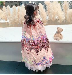 Vestidos de niña Niñas Princesa Lentejuela Cabo Fiesta de cumpleaños Disfraz Capas Halloween Christams Vestir Ropa Cosplay para niños Chal 231019