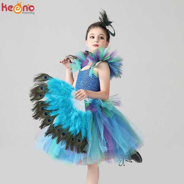 Vestidos de niña Niñas Royal Peacock Tutu Disfraz Niños Pavo real Princesa Carnival Disfraces Bailarina Halloween Fiesta de cumpleaños Vestido 230403