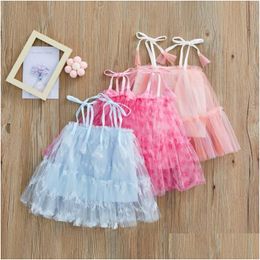 Robes De Fille Filles D'été Enfant En Bas Âge Enfants Robe De Princesse Broderie Sans Manches Sling Casual Mesh Tle Clothesgirls Drop Delivery Bébé Dhpn7