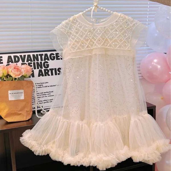 Vestidos de niñas para niñas Tulle Super Fairy Princess Dresses Fly Sleeve Rainbow Star Staring Take Dress Children Mesh Hopfy Fiesta Vestidos