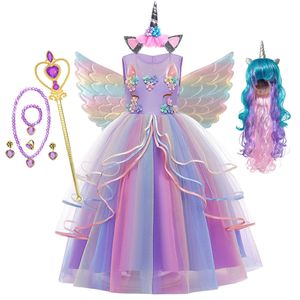 Meisjes Jurken Meisjes Eenhoorn Jurk Regenboog Prinses Fancy Verjaardagsfeestje Jurk Kinderen Kids Halloween Eenhoorn Uitvoeren Kostuum Voor 3-12 Jaar 230731