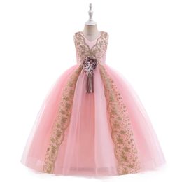 Robes de fille Filles Robe de mariée 7 couleurs 120cm-170cm Robes de fête d'anniversaire Enfants Princesse Jupe longue Robe de bal Robes