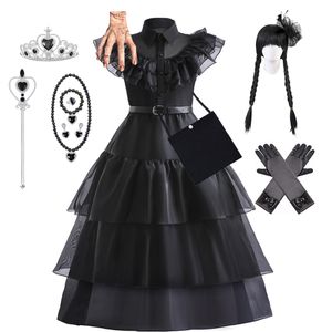 Robes de fille Filles Mercredi Cosplay Robe Addams Saison 1 Dress Up Costume Enfants Noir Fluffy Frocks Summer School Day Tenues Décontractées 230615