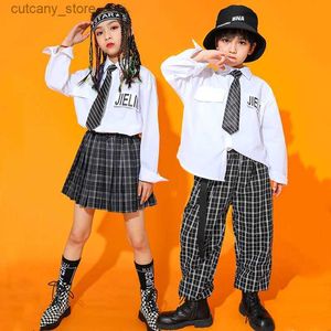 Robes de fille filles chemises blanches hip hop garçons jazz plaid pantalon uniforme pant