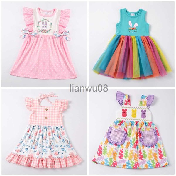 Robes fille Girlymax pâques printemps bébé filles lapin Plaid Tutu robe rayure Boutique vêtements genou longueur x0806