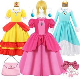 Vestidos de niña Disfraz de Halloween para niños Vestido de princesa melocotón para niñas Niños Ropa de rendimiento de escenario Disfraz de cosplay Trajes de fiesta de lujo 231123