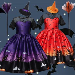 Vestidos de niña Halloween niña vestido de bruja fiesta de carnaval niño niños traje de murciélago princesa vampirina vestir niños ropa de calabaza 230920
