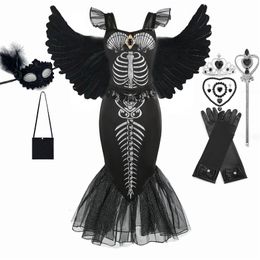 Jurken voor meisjes Halloween Speciale aanbieding Zwart skelet Kleine zeemeermin prinsessenkostuum Kinderjurk voor meisjes Cosplay Kinderen Carnaval 231118