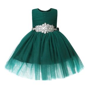 Girl's jurken high-end baby jurk donkergroene tule baby doopjurken voor verjaardag born doop meisje tutu