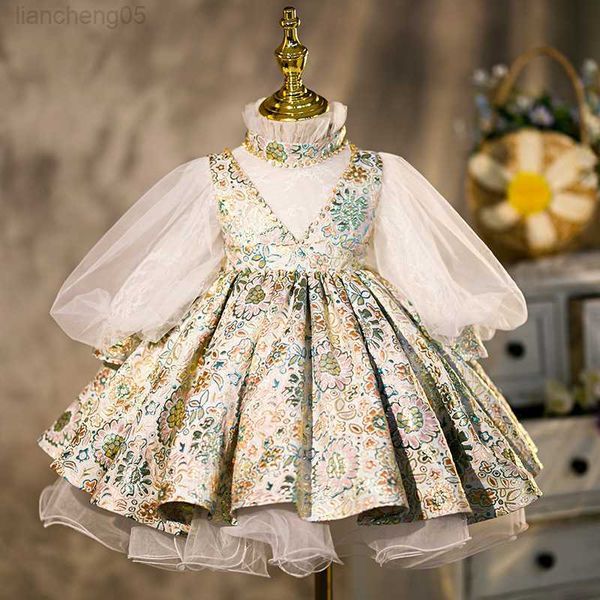 Robes de fille Haute qualité bébé fille robe enfants vêtements filles fête Lolita robe soirée robes de bal à manches longues robe de princesse robes W0224