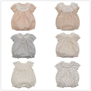 Robes de fille chaude 2023 bébé été marque barboteuse avec belle broderie LO infantile Top qualité Onepiece Onesie été Z0223