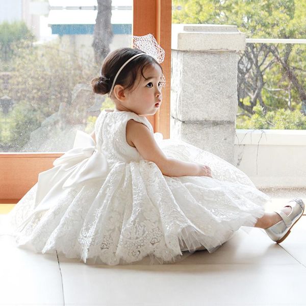 Robes de fille infantile bébé fille robe perles paillettes dentelle tulle baptême pour les filles 1ère année fête d'anniversaire mariage robe de baptême