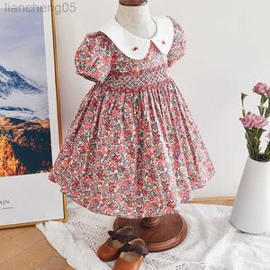 Vestidos de niña Infant Girl Smocked Floral Dress Baby Smock Frocks Niños Boutique española Ropa Baby Girl Spain Hand Made Smocking Dress W0314