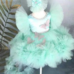 Girl's Jurkens Infant Girls 'Jurken 2023 Nieuwjaar Kinder kleding vlinder pluizige kinderen jurken Kinder 1e verjaardag Vestido Robe Fill W0314