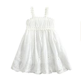 Vestidos de niña Infant Kids Baby Girls Princess Dress Sin mangas Sling Lace Design Playa Blanco Elegante Transpirable Lindo 1 6T 230609