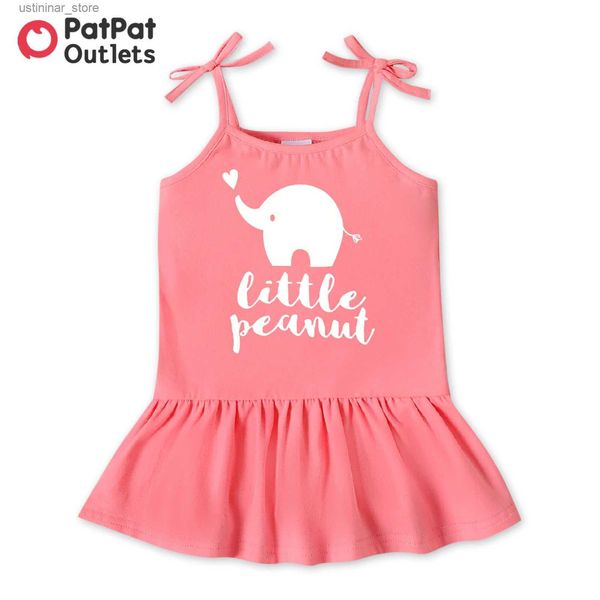 Robes de fille Baby NOUVEAU NOUVEAU NOUVEAU Été Bébé Girl 95% Coton Elephant Lettre imprimé rose plissée camie de plage décontractée L47