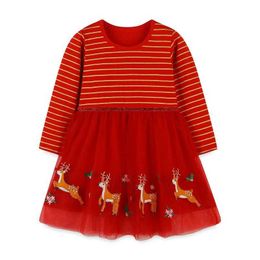 Vestidos de niña Jump Plan 2-7t Princess Girl Dress Reindeer y Santa Claus Christmas Baby Clothing Net Fiesta de esquí para niños Lindo Dressl2405