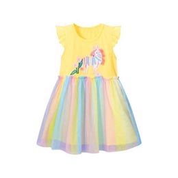 Robes de fille sautant les compteurs 2-7t robe de fille robe fille été princesse childrens coton anniversaire fête enfant tutu