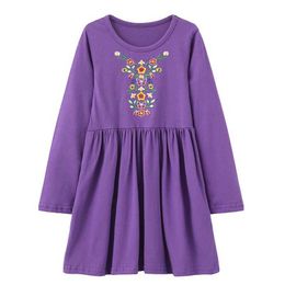 Robes de fille sautant les compteurs 4-8T 2023 AUTUMNE PRINCESS SPRING ROBRES ROBRES FLORALE BRODERIE HOT VENDRE BÉBÉ VENDRE LONGES LONGES FROCKLL2405